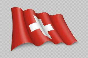 3d realista acenando bandeira do Suíça vetor