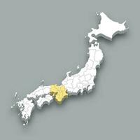 kansai região localização dentro Japão mapa vetor