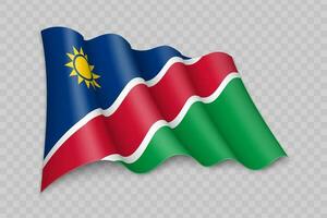 3d realista acenando bandeira do Namíbia vetor