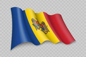 3d realista acenando bandeira do Moldova vetor