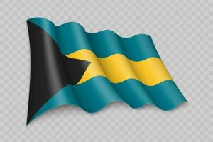 3d realista acenando bandeira do bahamas vetor