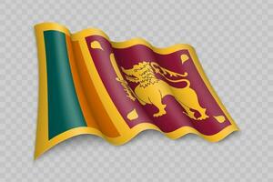 3d realista acenando bandeira do sri lanka vetor