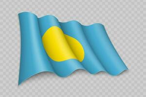 3d realista acenando bandeira do Palau vetor