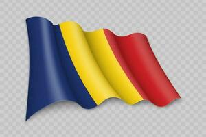 3d realista acenando bandeira do romênia vetor