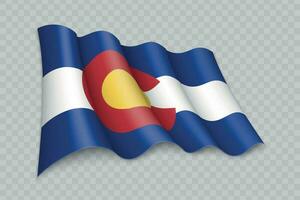 3d realista acenando bandeira do Colorado é uma Estado do Unidos estados vetor