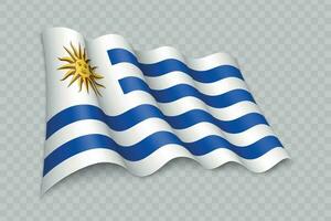 3d realista acenando bandeira do Uruguai vetor