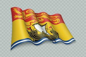 3d realista acenando bandeira do Novo Brunswick é uma Estado do Canadá vetor