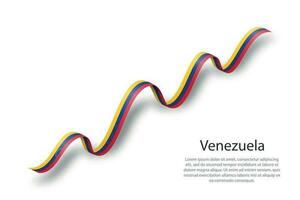 acenando a fita ou banner com bandeira da venezuela vetor