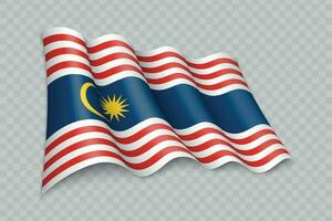 3d realista acenando bandeira do Kuala lumpur é uma Estado do Malásia vetor