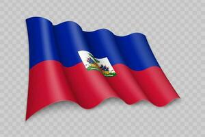 3d realista acenando bandeira do Haiti vetor