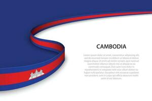 onda bandeira do Camboja com copyspace fundo vetor