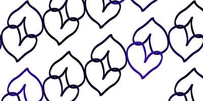 modelo de vetor roxo claro com corações de doodle