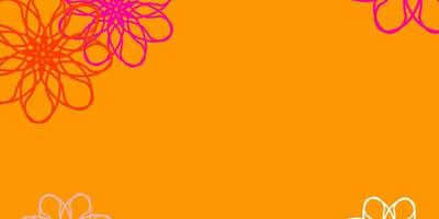 padrão de doodle de vetor rosa claro amarelo com flores