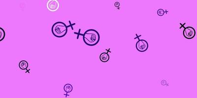 padrão de vetor roxo claro com elementos do feminismo