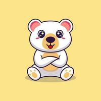 vetor Urso sentado fofa criativo kawaii desenho animado mascote logotipo