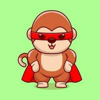 vetor fofa macaco super herói desenho animado vetor ícone ilustração