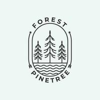 pinho árvore linha arte logotipo ilustração projeto, árvore floresta simples Projeto vetor