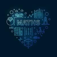 Matemáticas coração vetor conceito esboço azul bandeira - Eu amor matemática linha ilustração