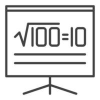quadrado raiz do 100 vetor matemática conceito fino linha ícone