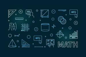 matemática vetor conceito azul bandeira. matemática horizontal moderno ilustração dentro esboço estilo