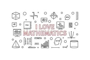Eu amor matemática vetor linha horizontal bandeira - matemática conceito ilustração