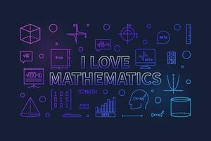 Eu amor matemática conceito vetor esboço colori bandeira. matemática ilustração