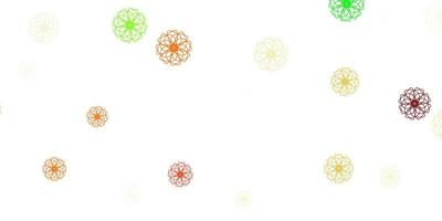 modelo de doodle de vetor amarelo verde claro com flores