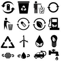 reciclar vetor ícone definir. ecologia ilustração placa coleção. reciclando símbolo. eco logotipo.