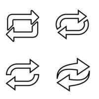 recarregar ícone vetor definir. Redefinir ilustração placa coleção. atualizar símbolo ou logotipo.