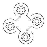 fluxo de trabalho ícone vetor. engrenagem roda dentada roda com Setas; flechas ilustração placa. o negócio conceito símbolo. vetor