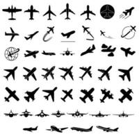 aeronave ícone vetor definir. avião ilustração placa coleção. avião símbolo ou logotipo.