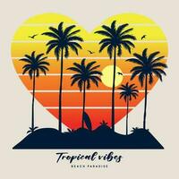 verão tropical vibrações de praia paraíso, ótimo ondas, texto com uma ondas ilustração, para camiseta impressões, cartazes. verão de praia vetor ilustração.