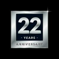vinte dois anos aniversário celebração luxo Preto e prata logotipo emblema isolado vetor