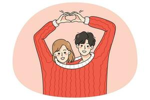 feliz casal amantes dentro 1 suéter vetor