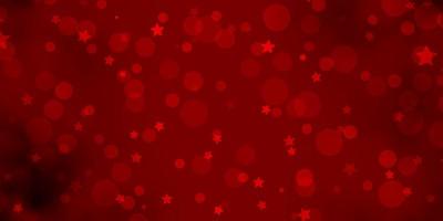 layout de vetor vermelho claro com estrelas de círculos, discos coloridos estrelas em padrão de fundo gradiente simples para papéis de parede de tecido da moda