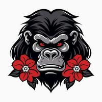 poderoso e feroz gorila logotipo Projeto ilustração, mão desenhado para faço uma declaração vetor