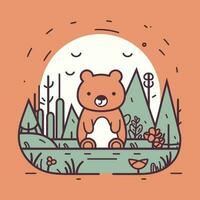 uma encantador e adorável kawaii Urso ilustração, perfeito para usar dentro crianças livros, sites, ou Como uma fofa mascote para qualquer marca ou produção vetor