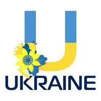 cartas Ucrânia e étnico flores dentro a cores do a bandeira vetor