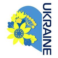 ucraniano coração a partir de étnico flores e letras Ucrânia vetor
