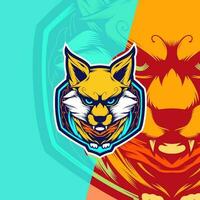 Bravo Raposa esport mascote logotipo. esporte equipe escudo marca ícone vetor ilustração.