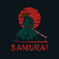 logotipo da mascote samurai vetor