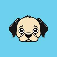 fofa pug avatar com azul fundo vetor