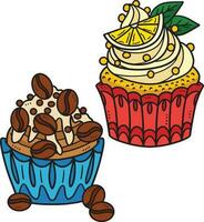 ilustração de clipart colorida de desenho de cupcakes vetor