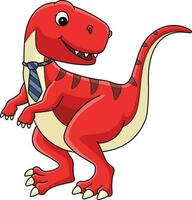 tiranossauro com uma gravata desenho animado clipart vetor