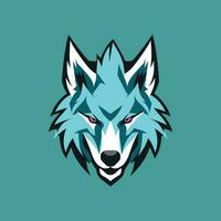 uma azul Lobo cabeça esport logotipo ilustração vetor