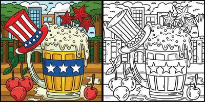 4º do Julho Cerveja caneca com topo chapéu ilustração vetor