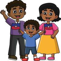 família a comemorar décimo primeiro desenho animado clipart vetor