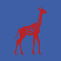 vermelho girafa em azul fundo vetor ilustração