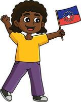 menina segurando a décimo primeiro bandeira desenho animado clipart vetor