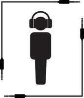 vetor minimalista plano ícone fone de ouvido pessoa isolado em branco fundo